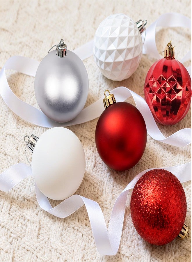 FullMeet Christmas Tree Decorations Ornament Set, 60ct 2.36 Inches Red and White Shatterproof Christmas Ball Ornaments, Hanging Ball for Xmas Holiday Wedding Party Decor - Image 3